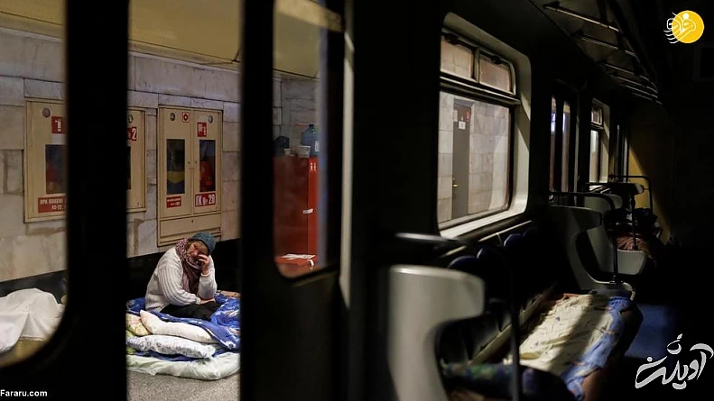 عمیق ترین ایستگاه مترو جهان میزبان پناهجویان کییف/ تصاویر